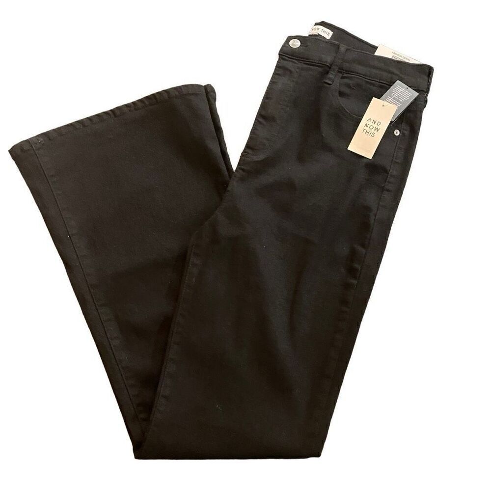And Now This NWT High Rise black jeans size 32 footed through hip & thigh flares